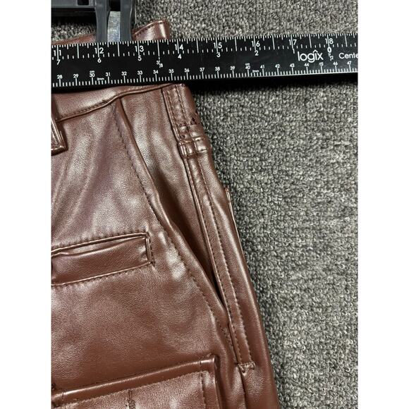 Vicious Denim Vegan Leather Racer Stack Jeans Mens Size 28x38 Brown Boot-Cut Leg - Picture 6 of 8